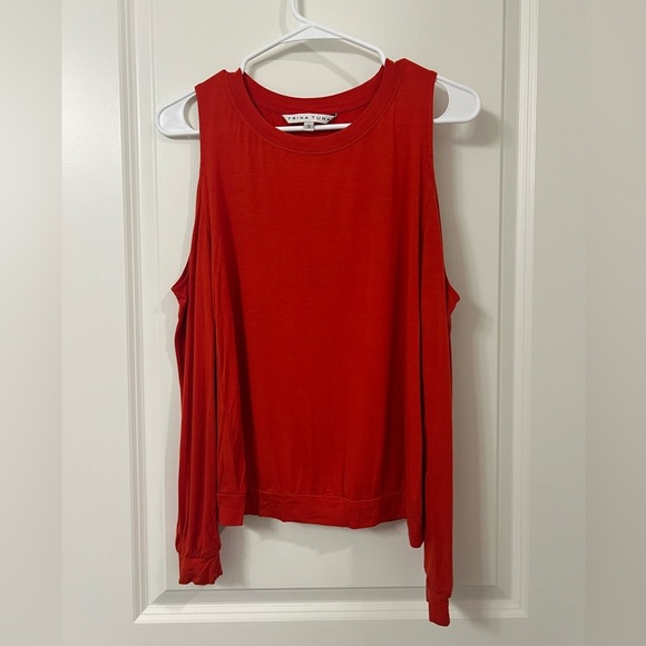 Trina Turk Women's Long Sleeve RoundNeck Blouse Red Sz Small (0221) - Picture 1 of 8